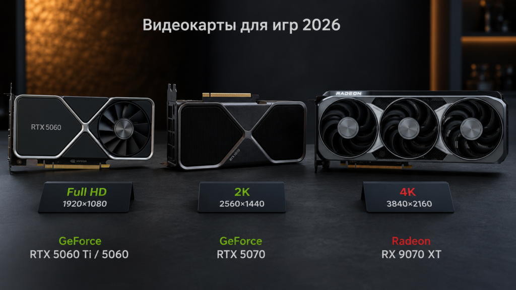 видеокарты для игр 2026 года Full HD 2K 4K