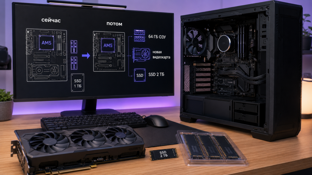 апгрейд игрового ПК за 100к с видеокартой оперативной памятью и SSD