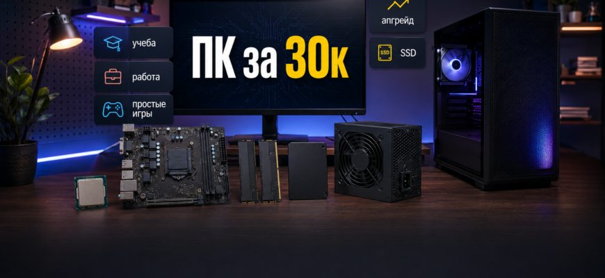 сборка ПК за 30к в 2026 году для игр учебы и работы