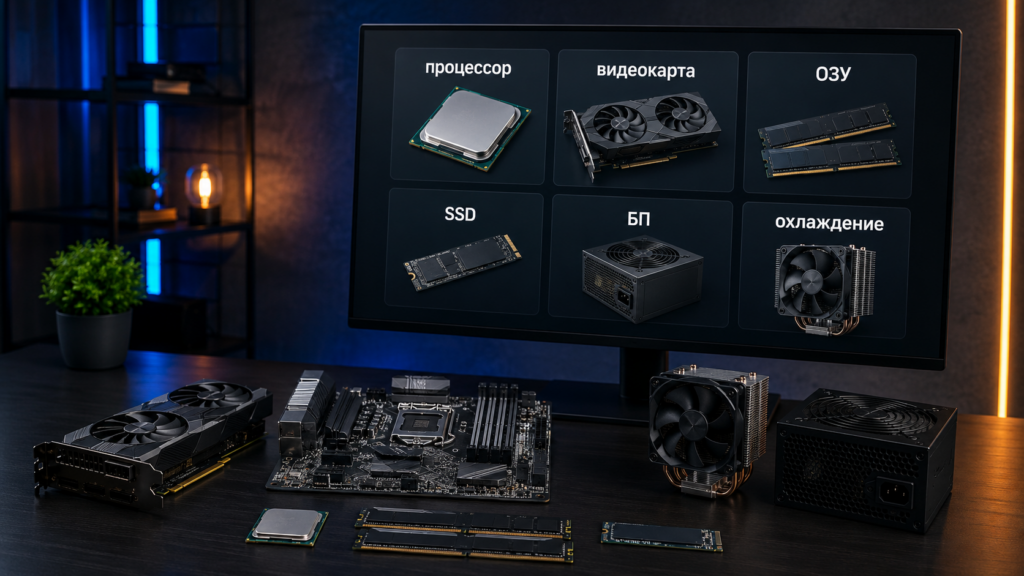 комплектующие для сборки ПК в 2026 году процессор видеокарта ОЗУ SSD блок питания