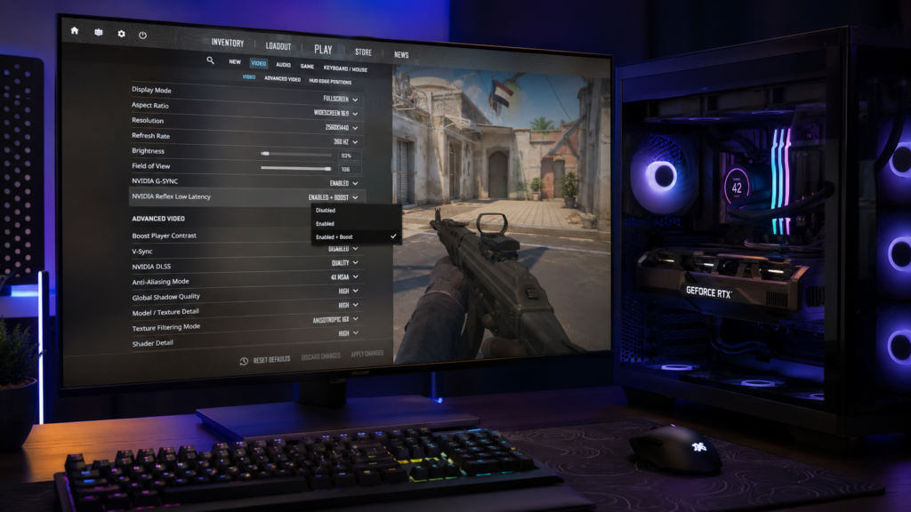 настройка Nvidia Reflex Low Latency Enabled + Boost в CS2 на игровом ПК