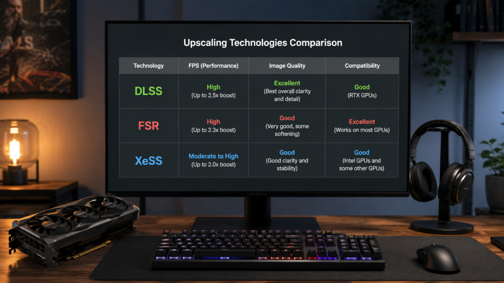 сравнение DLSS FSR и XeSS в игровых настройках