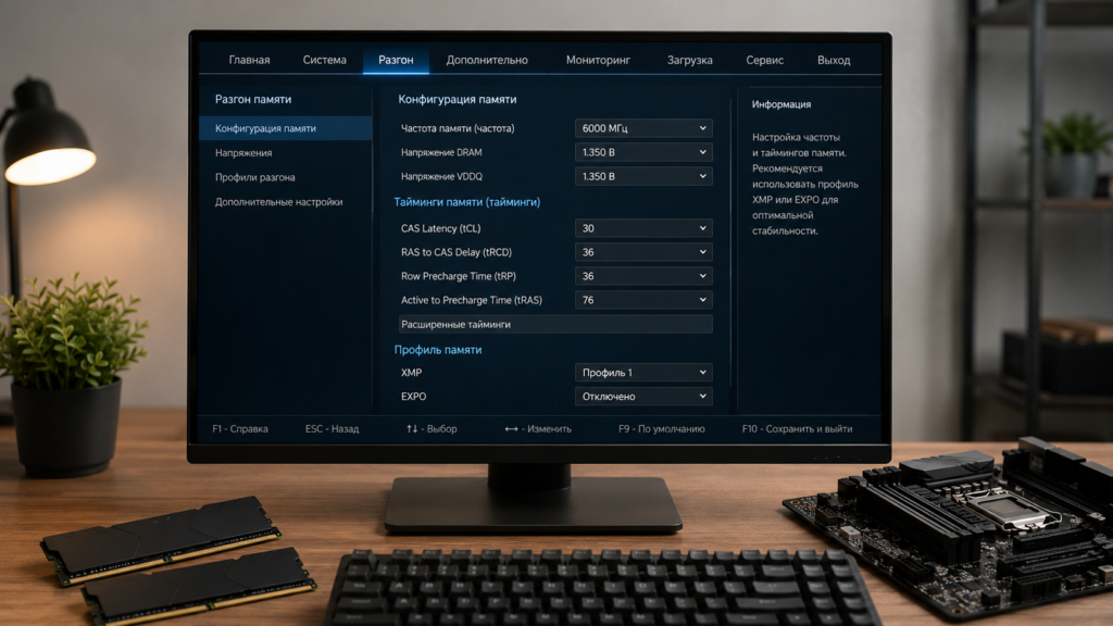 частота оперативной памяти тайминги XMP и EXPO в BIOS
