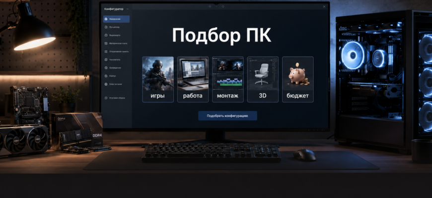 подбор ПК под игры работу монтаж и бюджет
