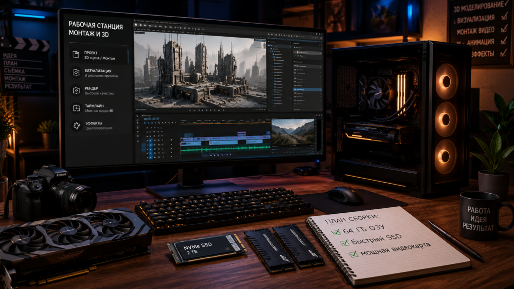 подбор ПК для монтажа 3D Blender Unreal Engine и рабочих задач