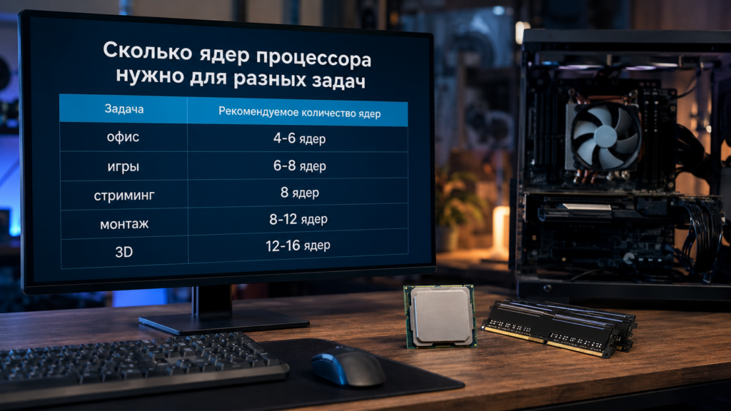 сколько ядер процессора нужно для игр работы монтажа и 3D