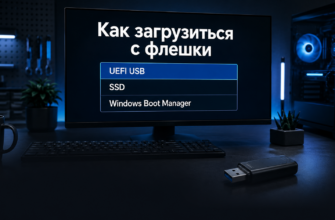 Экран Boot Menu с выбранным USB-накопителем на компьютере
