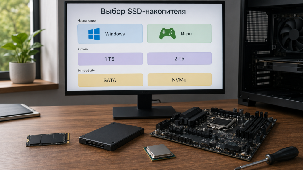 Подбор SSD для ПК по объему, интерфейсу и задачам