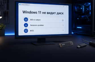 Экран установщика Windows 11 без доступных дисков для установки