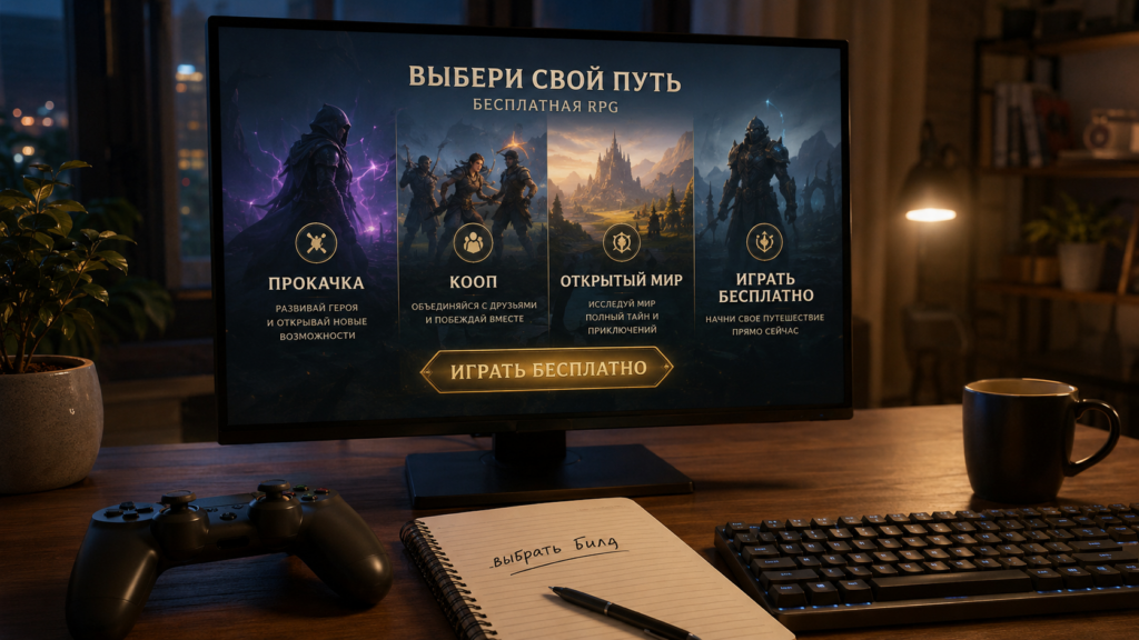 Экран выбора бесплатной RPG с прокачкой персонажа на ПК