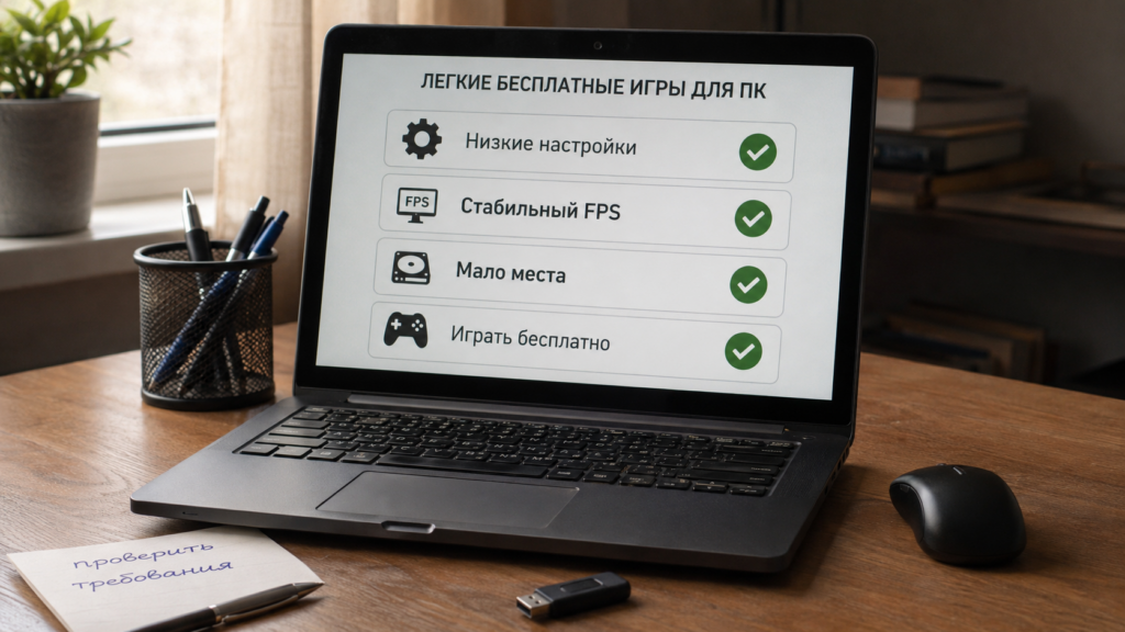 Ноутбук со списком легких бесплатных игр для слабого компьютера