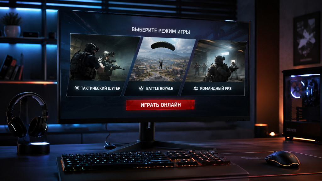 Игровой ПК с экраном выбора онлайн-шутера