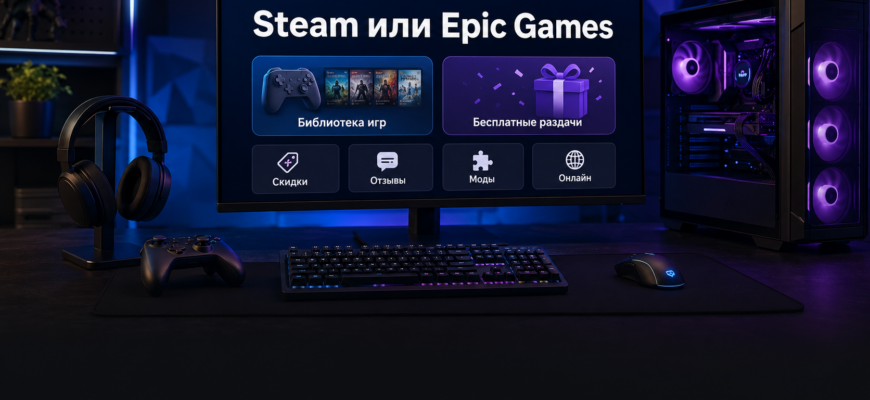 Сравнение Steam и Epic Games для игр на ПК