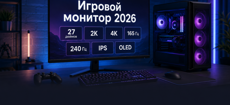 Игровой монитор 2026 для ПК с выбором герцовки разрешения и матрицы
