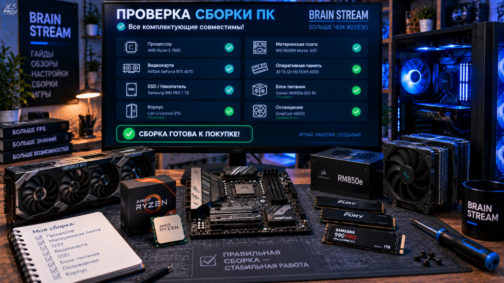 Проверка процессора, памяти, видеокарты, SSD и блока питания на совместимость
